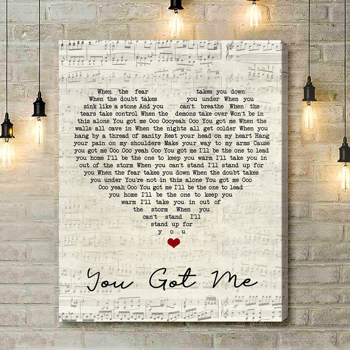Gavin DeGraw You Got Me Script Heart Song Lyric Art Print - Canvas Print Wall Art Home Decor