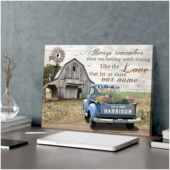Personalized Name Valentine's Day Gifts Love that Anniversary Wedding Present - Customized Truck Canvas Print Wall Art Home Decor