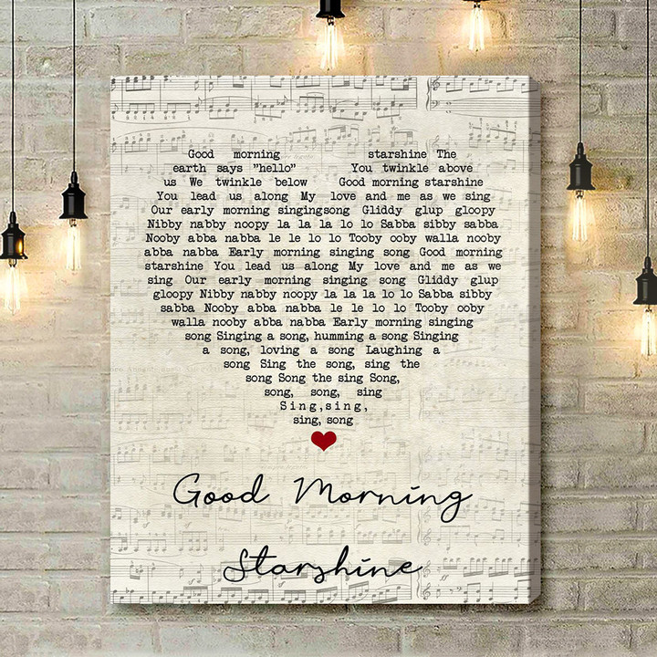 Oliver Good Morning Starshine Script Heart Song Lyric Art Print - Canvas Print Wall Art Home Decor