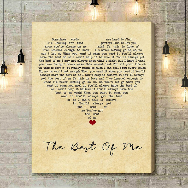 Bryan Adams The Best Of Me Vintage Heart Song Lyric Art Print - Canvas Print Wall Art Home Decor