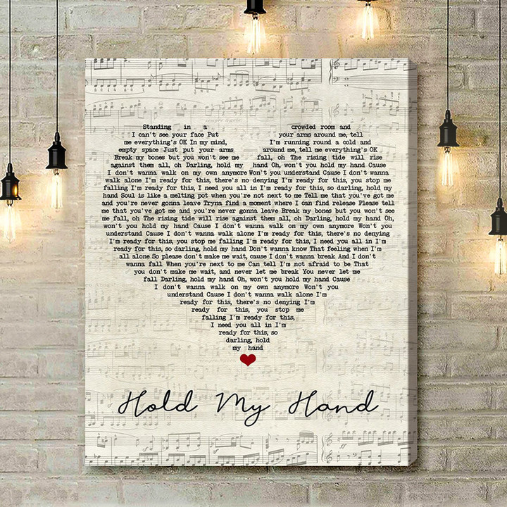 Jess Glynne Hold My Hand Script Heart Song Lyric Music Art Print - Canvas Print Wall Art Home Decor