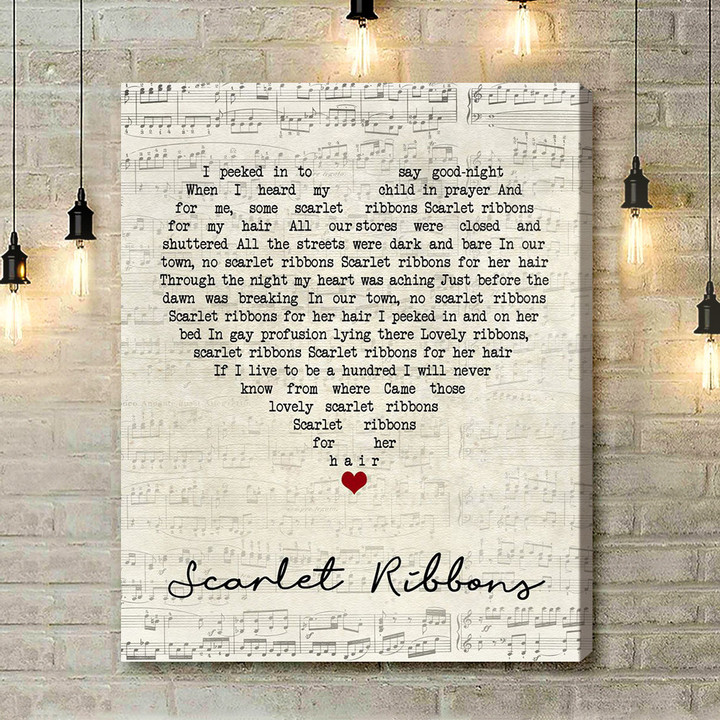 Harry Belafonte Scarlet Ribbons Script Heart Song Lyric Art Print - Canvas Print Wall Art Home Decor