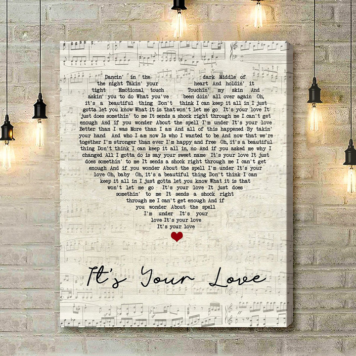 Tim McGraw It's Your Love Script Heart Song Lyric Art Print - Canvas Print Wall Art Home Decor