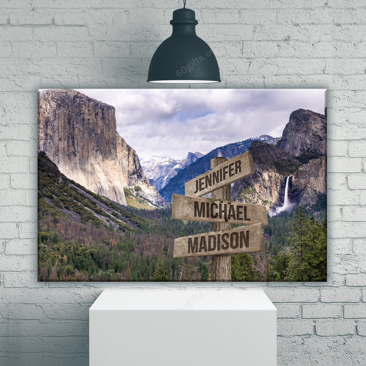 Personalized Valentine's Day Gifts Yosemite Anniversary Wedding Present - Customized Multi Names Canvas Print Wall Art Home Decor