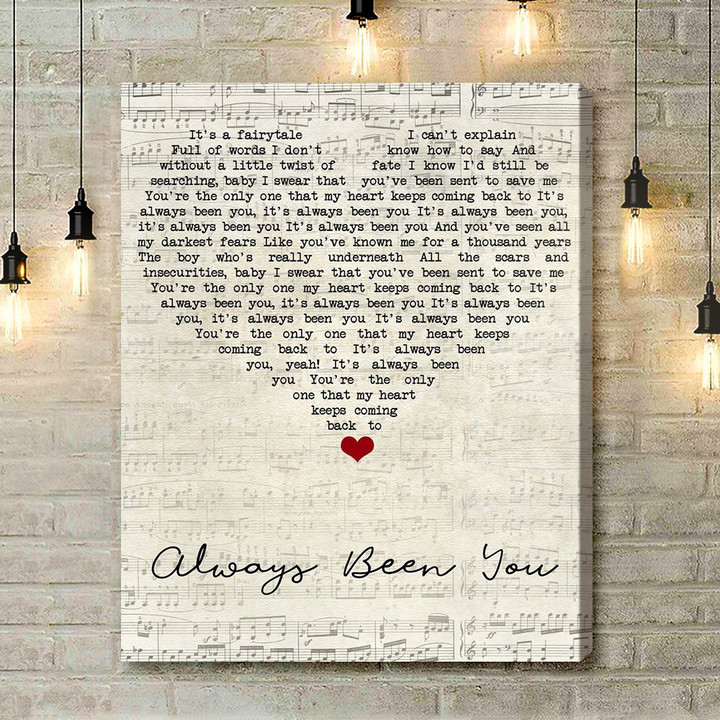 Shawn Mendes Always Been You Script Heart Song Lyric Art Print - Canvas Print Wall Art Home Decor