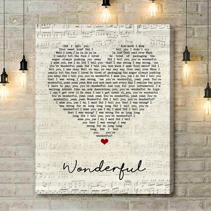 Adam Ant Wonderful Script Heart Song Lyric Art Print - Canvas Print Wall Art Home Decor