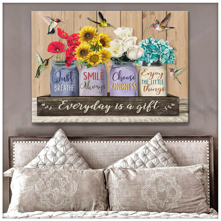 Housewarming Gifts Floral Decor Everyday Is A - Hummingbird Canvas Print Wall Art Home Decor