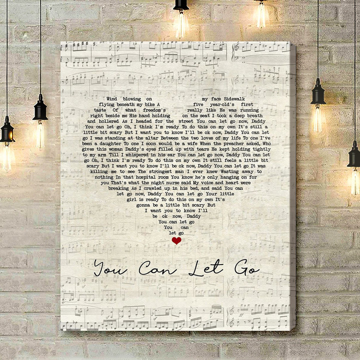 Crystal Shawanda You Can Let Go Script Heart Song Lyric Art Print - Canvas Print Wall Art Home Decor