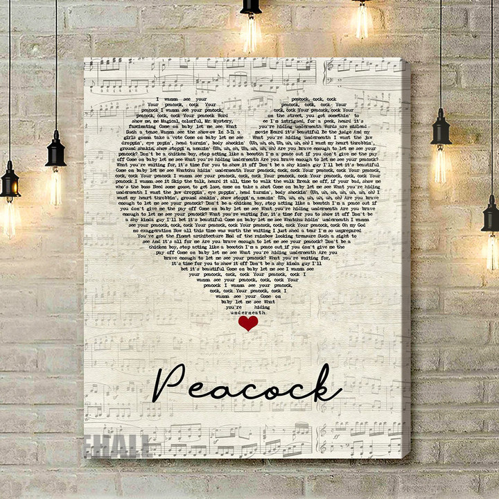 Katy Perry Peacock Script Heart Song Lyric Art Print - Canvas Print Wall Art Home Decor