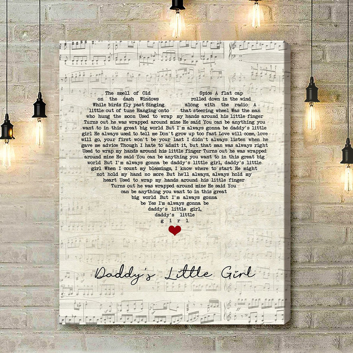 The Shires Daddy's Little Girl Script Heart Song Lyric Art Print - Canvas Print Wall Art Home Decor