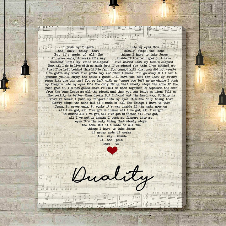 Slipknot Duality Script Heart Song Lyric Art Print - Canvas Print Wall Art Home Decor