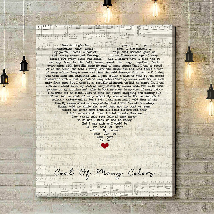 Dolly Parton Coat Of Many Colors Script Heart Song Lyric Quote Music Art Print - Canvas Print Wall Art Home Decor