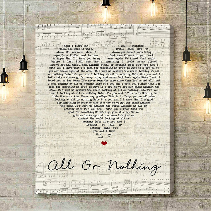 Theory Of A Deadman All Or Nothing Script Heart Song Lyric Music Art Print - Canvas Print Wall Art Home Decor