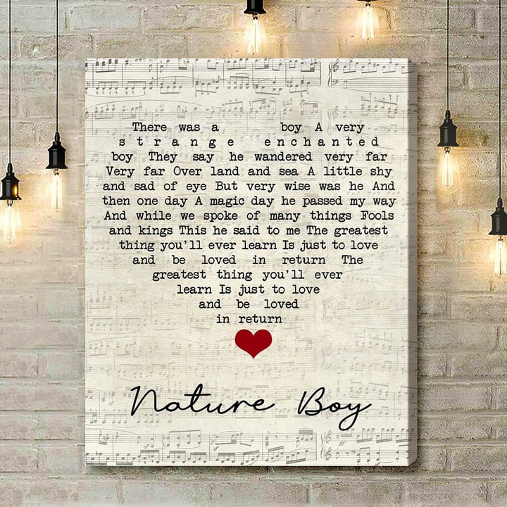Nat King Cole Nature Boy Script Heart Song Lyric Quote Music Art Print - Canvas Print Wall Art Home Decor