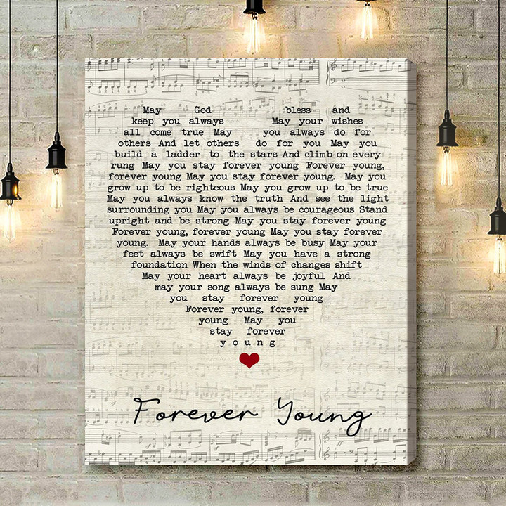Forever Young Bob Dylan Script Heart Song Lyric Art Print - Canvas Print Wall Art Home Decor