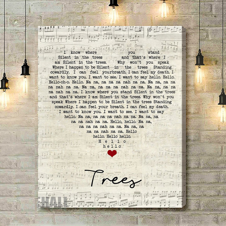 Twenty One Pilots Trees Script Heart Song Lyric Art Print - Canvas Print Wall Art Home Decor