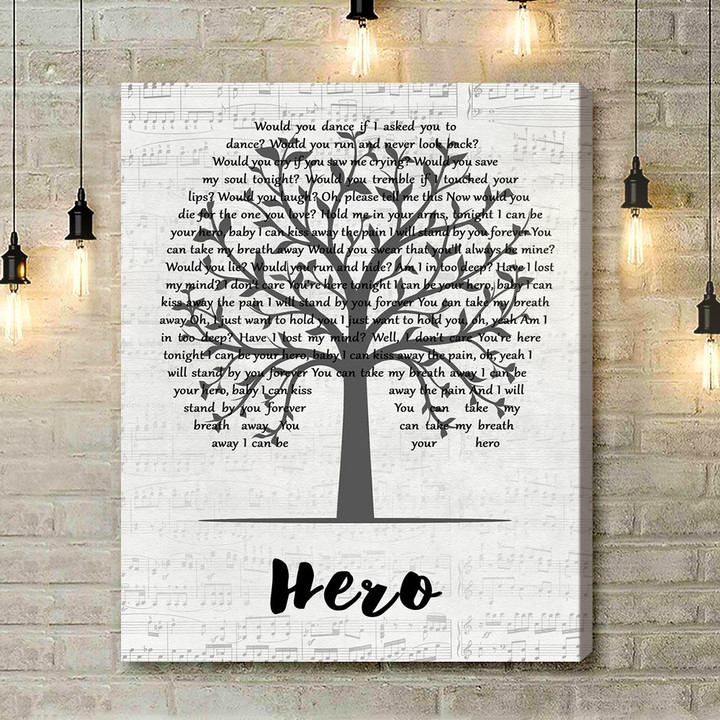 Enrique Iglesias Hero Music Script Tree Song Lyric Quote Music Art Print - Canvas Print Wall Art Home Decor