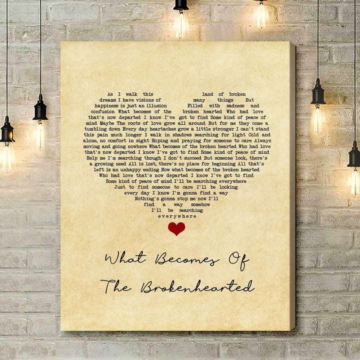 Jimmy Ruffin What Becomes Of The Brokenhearted Vintage Heart Song Lyric Art Print - Canvas Print Wall Art Home Decor