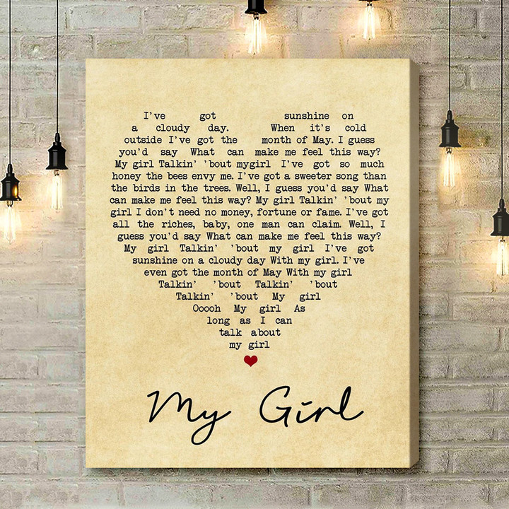 My Girl The Temptations Vintage Heart Song Lyric Art Print - Canvas Print Wall Art Home Decor