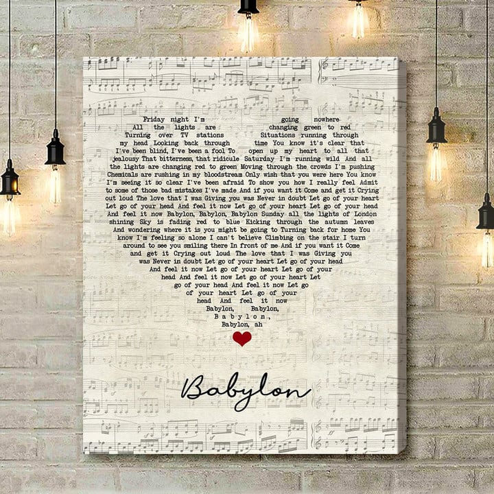 David Gray Babylon Script Heart Song Lyric Art Print - Canvas Print Wall Art Home Decor