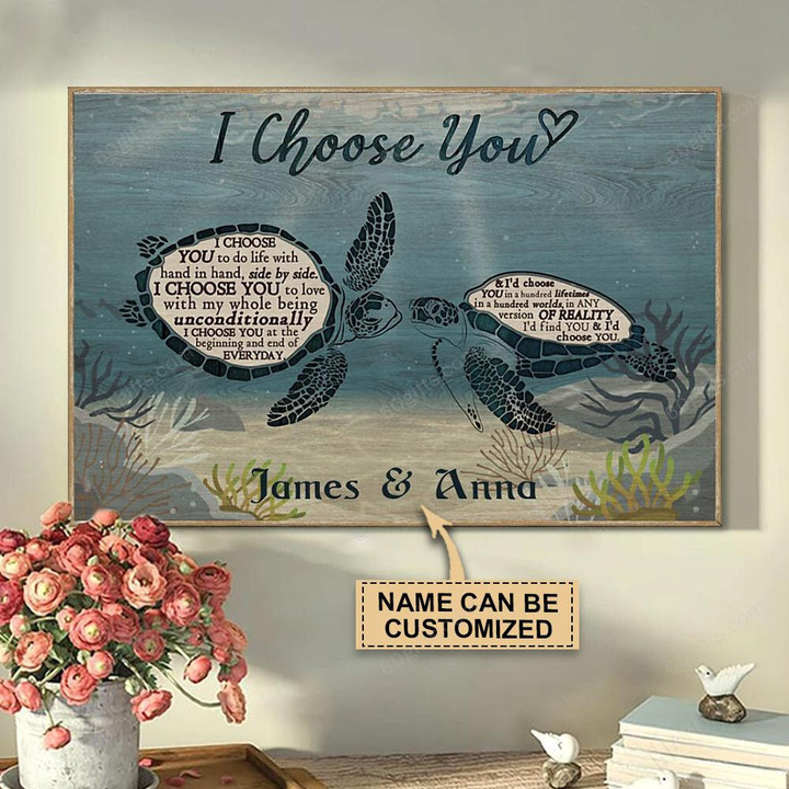 Personalized Valentine's Day Gift Turtle Couple Best Anniversary Wedding Gifts - Customized Canvas Print Wall Art Home Decor