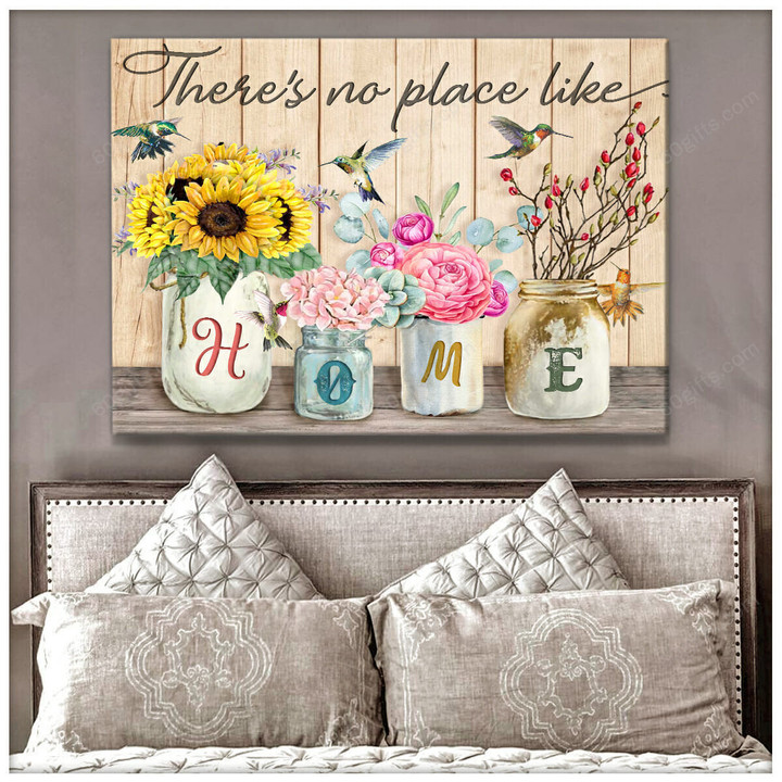 Housewarming Gifts Floral Decor There�s No Place Like Home - Hummingbird Canvas Print Wall Art Home Decor