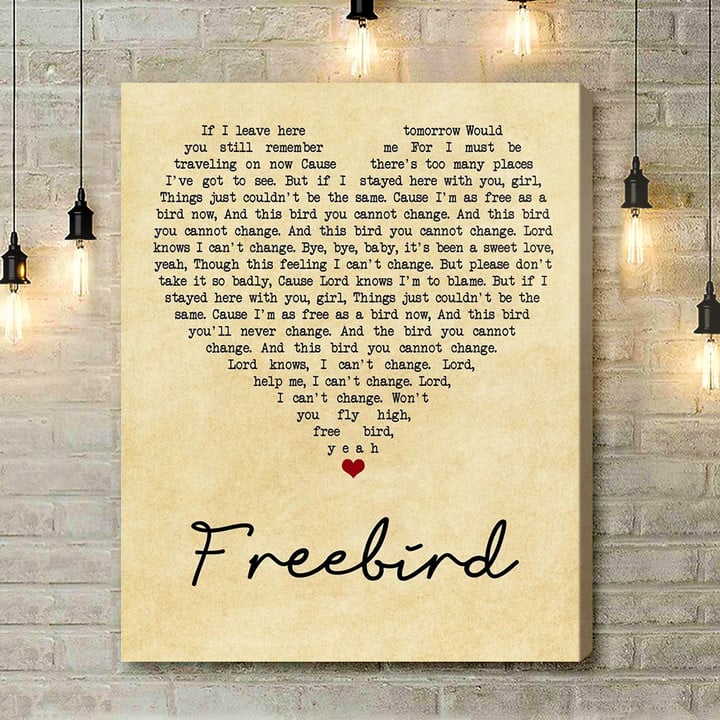 Lynyrd Skynyrd Freebird Vintage Heart Song Lyric Art Print - Canvas Print Wall Art Home Decor