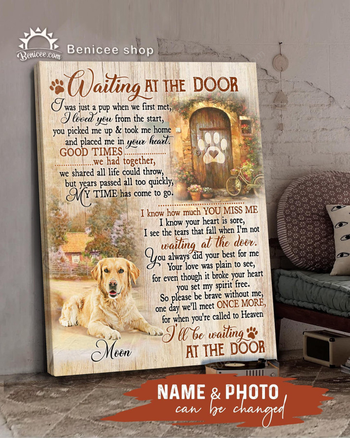 Personalized Photo And Name Housewarming Gifts Dog Memorial Decor I'll Be Waiting - Pet Lovers Customized Canvas Print Wall Art