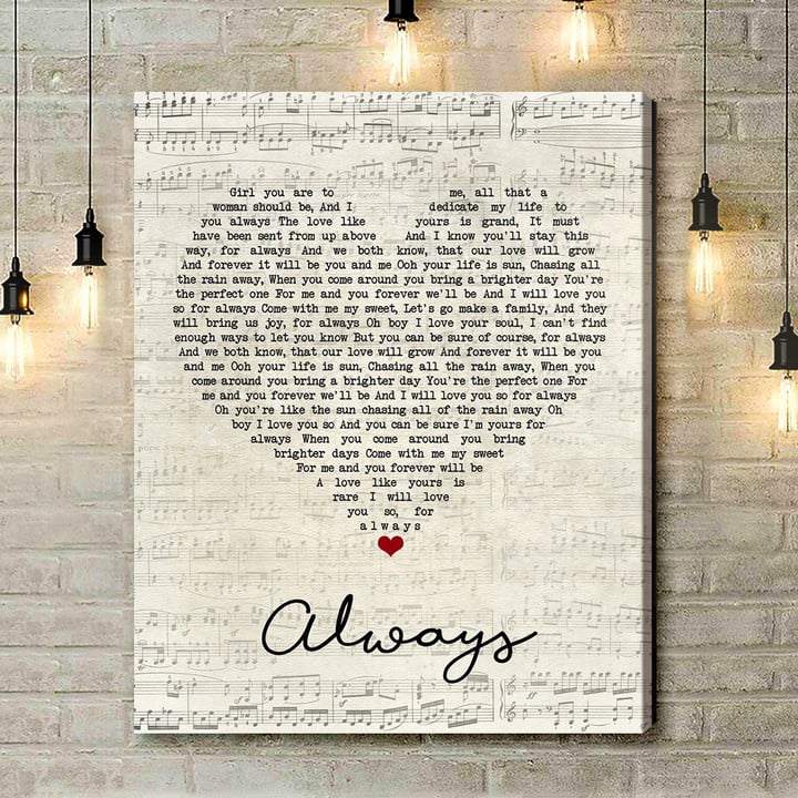 Atlantic Star Always Script Heart Song Lyric Art Print - Canvas Print Wall Art Home Decor