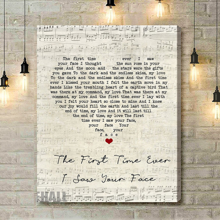 Stereophonics The First Time Ever I Saw Your Face Script Heart Song Lyric Art Print - Canvas Print Wall Art Home Decor