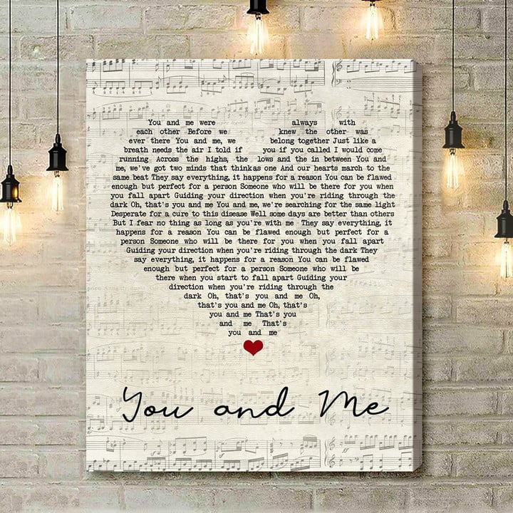 You + Me You And Me Script Heart Song Lyric Art Print - Canvas Print Wall Art Home Decor