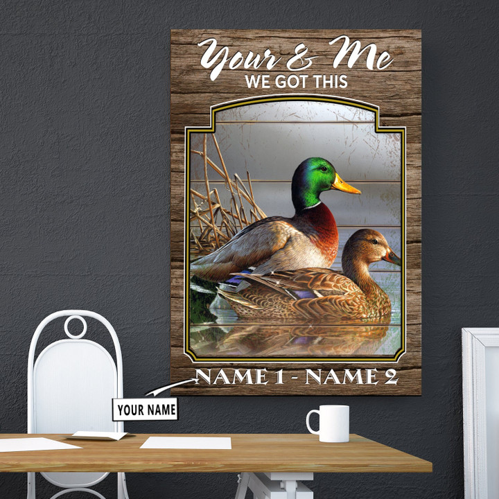 Duck Couple Hunting You and Me We Got This Canvas Print Frames Canvas Print Frames Painting  Aeticon Wrapped Canvas 8x10in