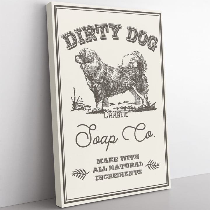 Custom Dirty Dog Canvas Wall Art, Funny Customized Canvas Gift for Dog Mom and Dad