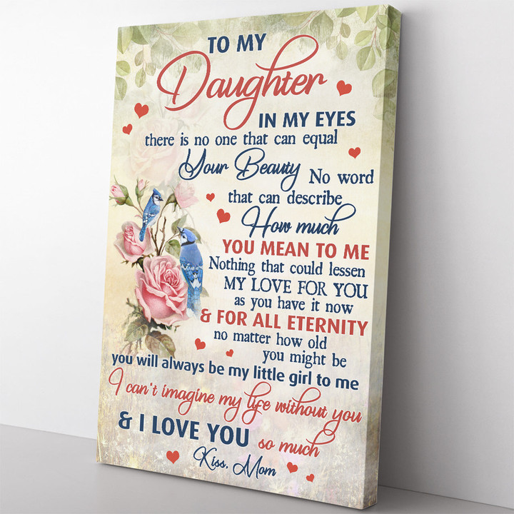 Floral Canvas Gift from Mom to Daughter, How Much You Mean to Me Canvas for Daughter