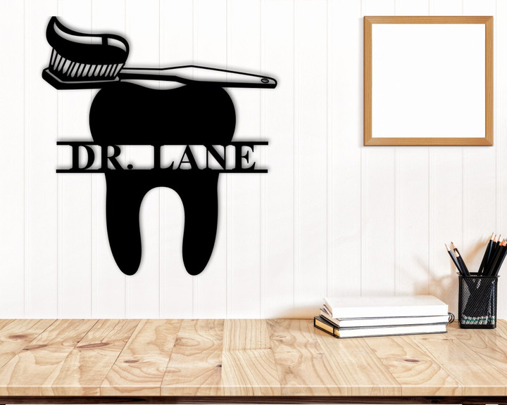 Personalized Dentist Name Metal Sign, Dentist Gift, Gift For Dentist, Doctor Dentist Office Decor, Metal Name Sign, Personalized Metal Name Laser Cut Metal Signs Custom Gift Ideas 12x12IN