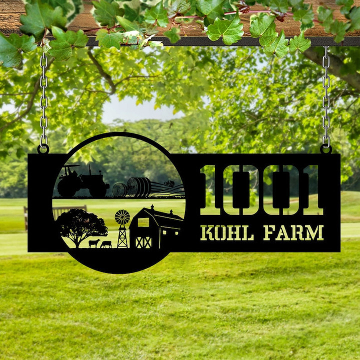Personalized Hanging Address Sign Tractor Barn Address Sign For Farm Farmhouse Decor Unique Sign Outdoor Hanging Gift For Farmer