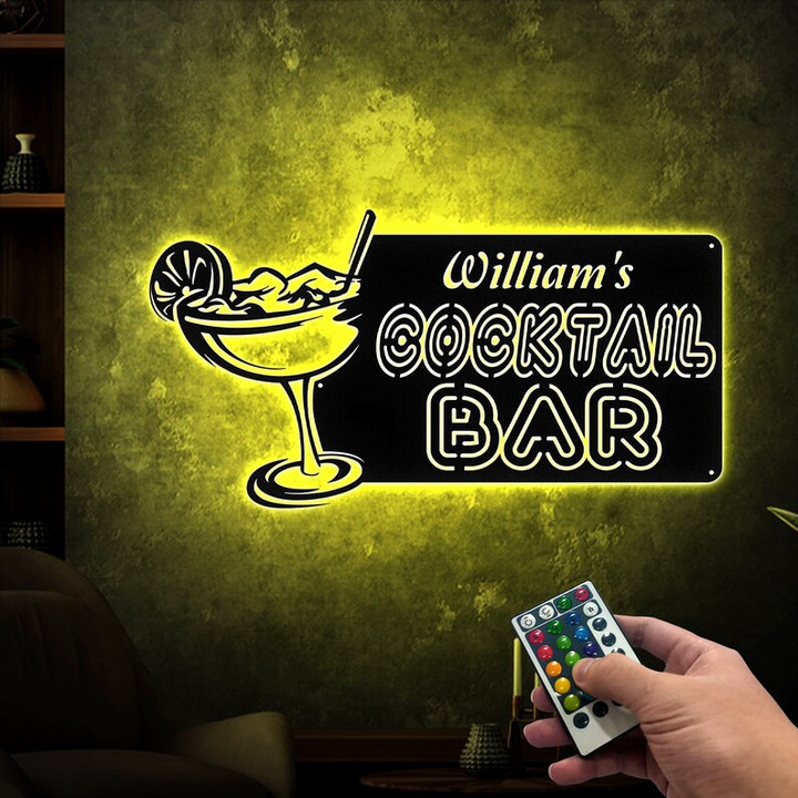 Customized Bar Metal Sign With Light Cocktail Bar Decor Sign Light Wall Decor Art Bar Sign LED Sign For Bar Unique Sign
