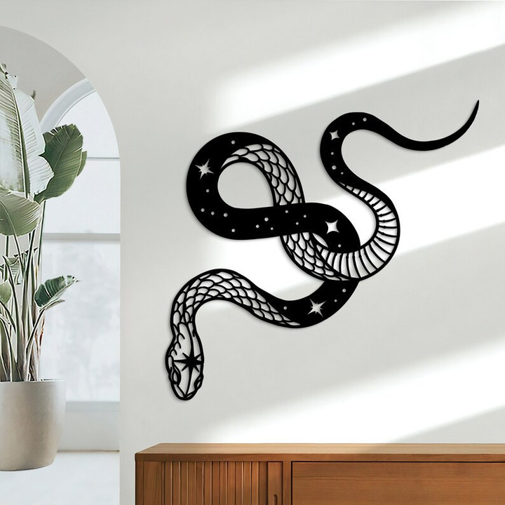 Snake Metal Wall Art Celestial Snake Sign Decoration Snake Lover Outdoor Sign Unique Sign House Decor
