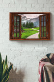 Village Under The Moutain Vintage 3D Window View Gift Idea Decor Framed Prints, Canvas Paintings Framed Matte Canvas 12x16