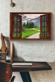Village Under The Moutain Vintage 3D Window View Gift Idea Decor Framed Prints, Canvas Paintings Wrapped Canvas 8x10