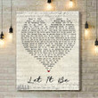 The Beatles Let It Be Script Heart Song Lyric Art Print - Canvas Print Wall Art Home Decor