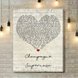 Oasis Champagne Supernova Script Heart Song Lyric Art Print - Canvas Print Wall Art Home Decor
