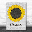 Sweet Female Attitude Flowers Grey Script Sunflower Song Lyric Art Print - Canvas Print Wall Art Home Decor