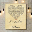 Alan Jackson Remember When Vintage Heart Song Lyric Quote Print - Canvas Print Wall Art Home Decor
