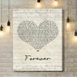 Liberty X Forever Script Heart Song Lyric Art Print - Canvas Print Wall Art Home Decor