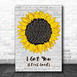 James Brown I Got You (I Feel Good) Grey Script Sunflower Decorative Gift Song Lyric Art Print - Canvas Print Wall Art Home Decor