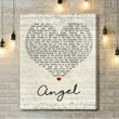 Sarah McLachlan Angel Script Heart Song Lyric Art Print - Canvas Print Wall Art Home Decor