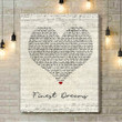 Kalis Finest Dreams Script Heart Song Lyric Art Print - Canvas Print Wall Art Home Decor