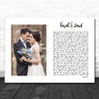 Customized Anniversary Gift White Landscape Script Rectangle Wedding Photo Any Song Lyric Art Print - Personalized Canvas Print Wall Art Home Decor