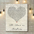 E Street Band & Darlene Love All Alone On Christmas Script Heart Song Lyric Art Print - Canvas Print Wall Art Home Decor